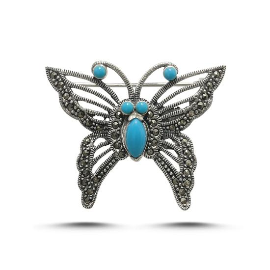 Marcasite & Turquoise Butterfly Brooch