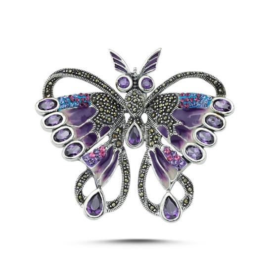 Wholesale Butterfly Enamel & Marcasite Brooch