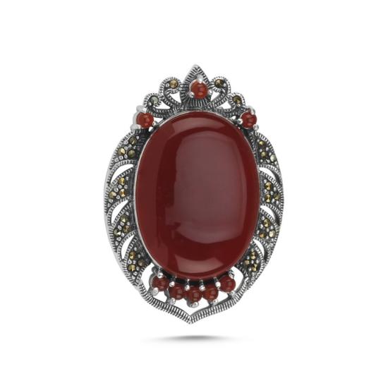 Wholesale Red Agate & Marcasite Brooch