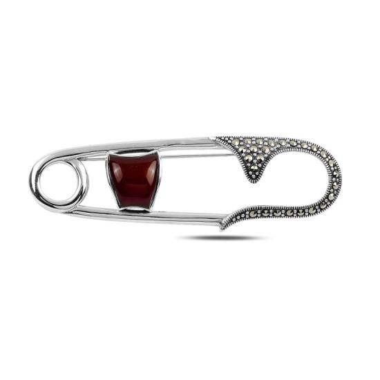 Wholesale Safety Pin Gemstone & Marcasite Brooch