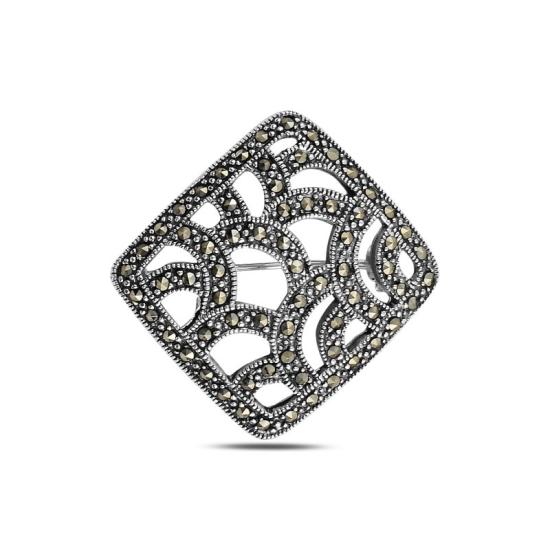 Wholesale Square Marcasite Curved Brooch