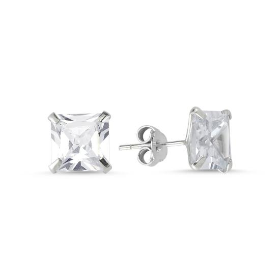 Wholesale 8mm Square Solitaire CZ Stud Earrings