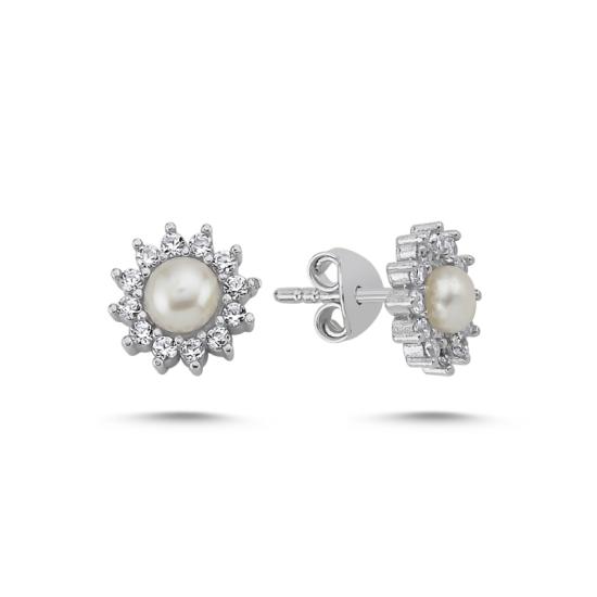 Wholesale Solitaire Pearl & Halo CZ Stud Earrings