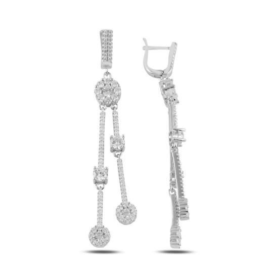 Wholesale CZ Tassel Latch Back Earrings