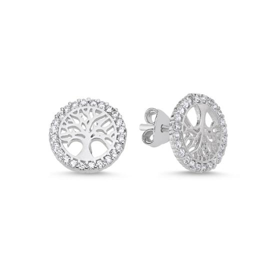 Wholesale Tree of Life CZ Stud Earrings