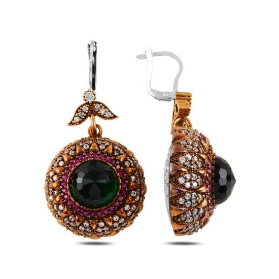 Wholesale Ruby & Emarald CZ Ottoman Style Earrings