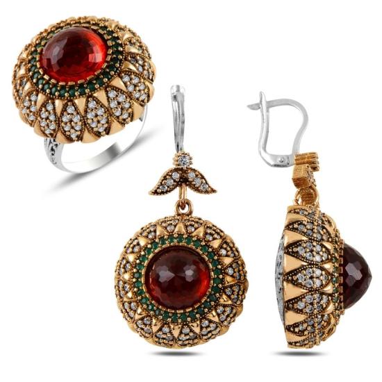 Wolesale Ruby Emerald CZ Ottoman Style Set