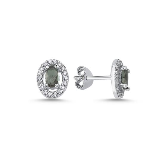 Wholesale Halo Solitaire Oval Zultanite CZ Stud Earrings