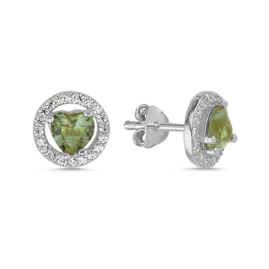 Wholesale Halo Solitaire Heart Zultanite CZ Stud Earrings