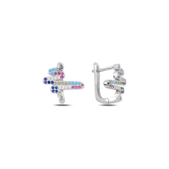 Wholesale Heartbeat Multi Color CZ Latch Back Earrings