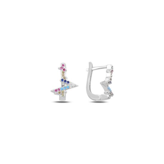 Wholesale Heartbeat Multi Color CZ Latch Back Earrings