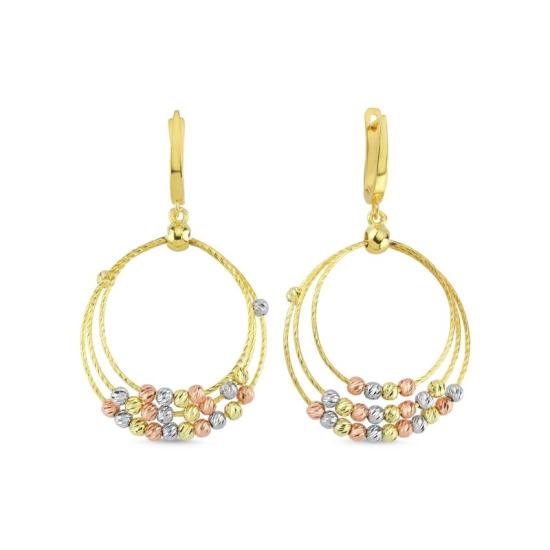 Wholesale Diamond Cut Tricolor Ball Dangle Earrings