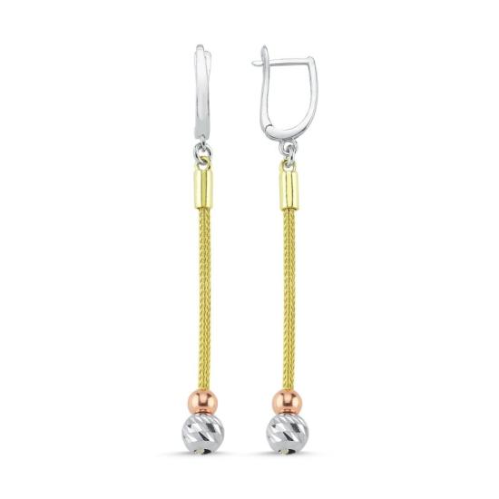 Wholesale Diamond Cut Tricolor Ball Dangle Earrings