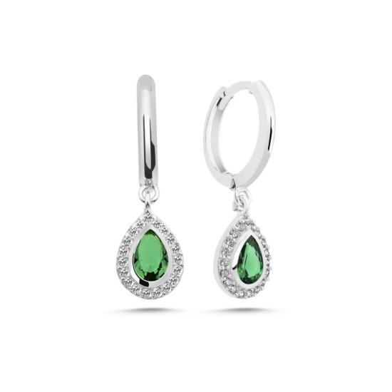 Wholesale Emerald CZ Huggie Hoop Earrings