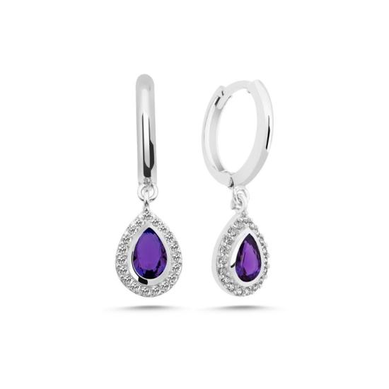 Wholesale Amethyst CZ Huggie Hoop Earrings