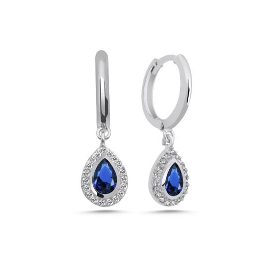 Wholesale Sapphire CZ Huggie Hoop Earrings