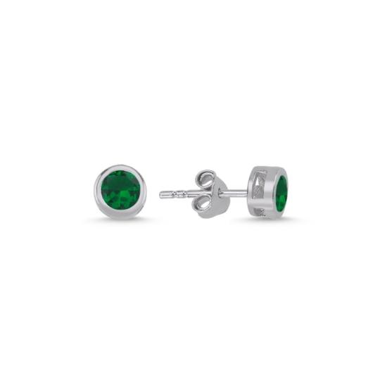 Wholesale Round Solitaire Emerald CZ Stud Earrings