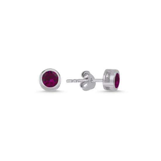 Wholesale Round Solitaire Ruby CZ Stud Earrings