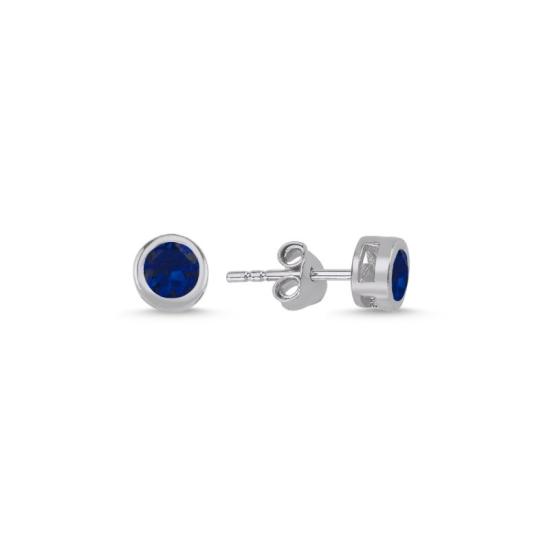 Wholesale Round Solitaire Sapphire CZ Stud Earrings