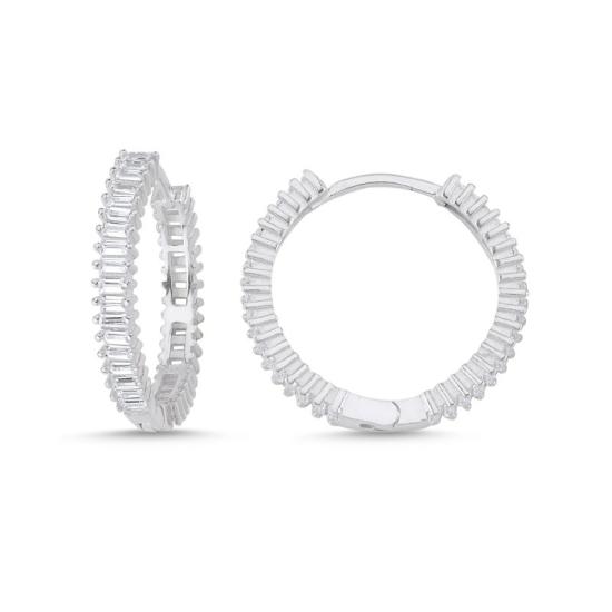 Wholesale 20mm Baguette CZ Eterntiy Hoop Earrings