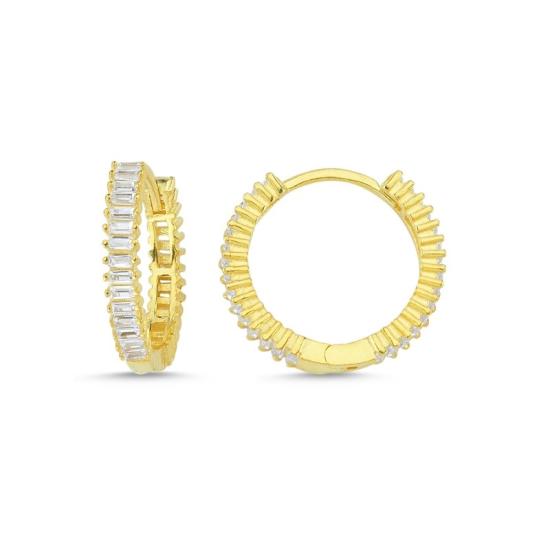 Wholesale 18mm Baguette CZ Eterntiy Hoop Earrings