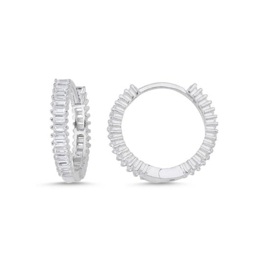 Wholesale 18mm Baguette CZ Eterntiy Hoop Earrings