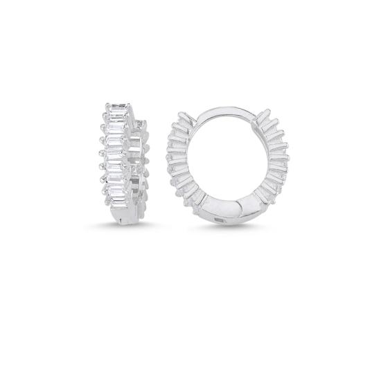 Wholesale 12mm Baguette CZ Eterntiy Hoop Earrings