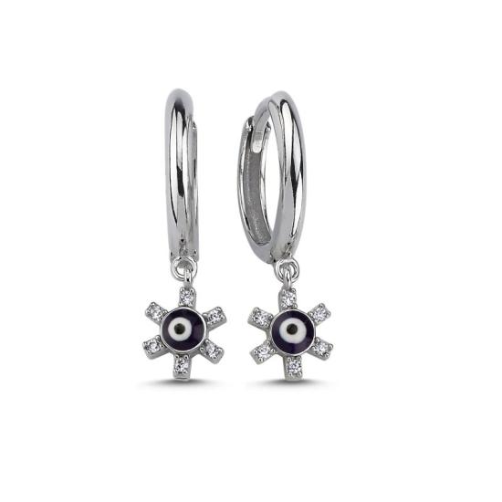 Wholesale Eye Enamel & CZ Huggie Hoop Earrings