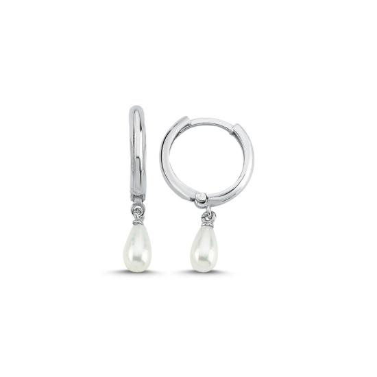 Wholesale Teardrop Pearl Huggie Hoop Earrings