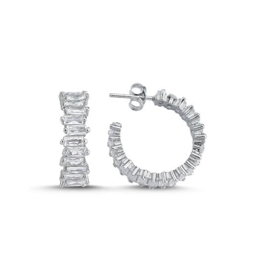 Wholesale Baguette CZ Hoop Earrings