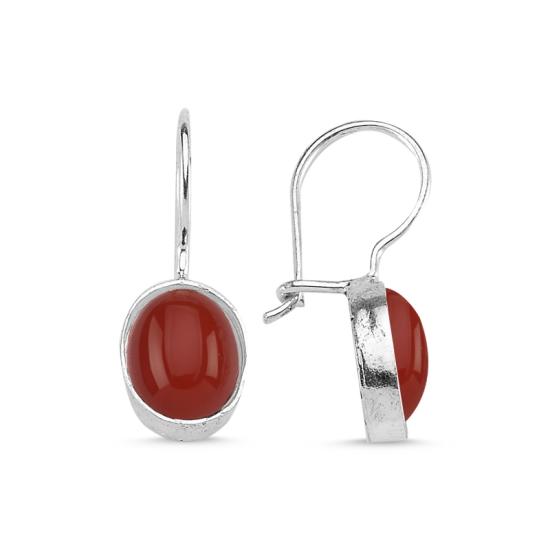 Wholesale Red Agate & Arabic Abjad Numerology Double Sided Earrings