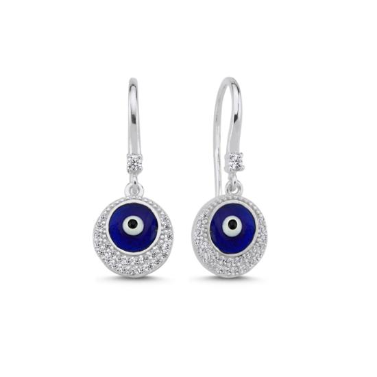 Wholesale Enamel Eye & CZ Huggie Hoop Earrings