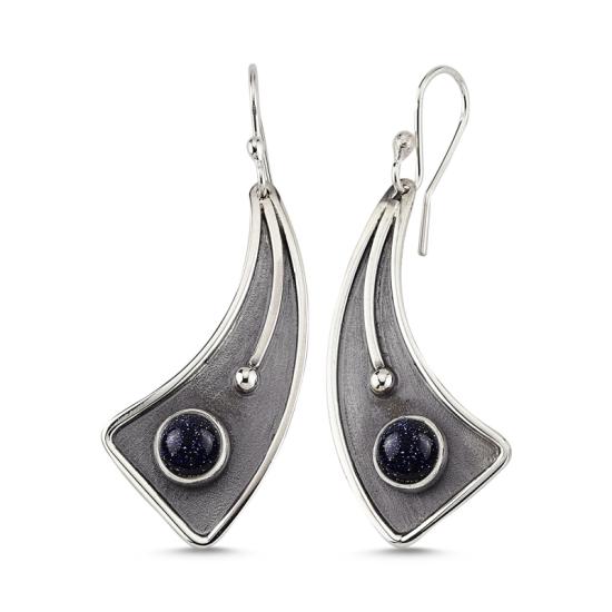 Wholesale Blue Goldstone Handmade Earrings