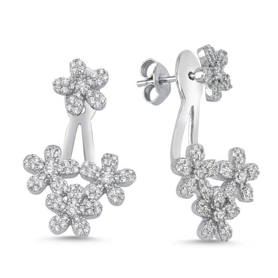 Wholesale Flower CZ Ear Jacket Earrings