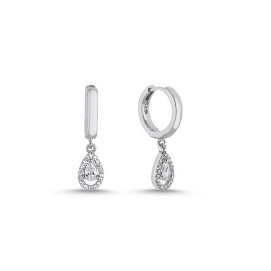 Wholesale Teardrop Halo CZ Huggie Hoop Earrings