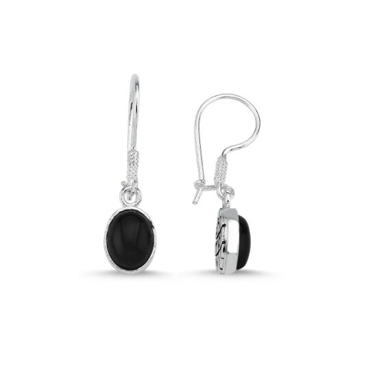 Wholesale Onyx & Arabic Abjad Numerology Double Sided Dangle Earrings