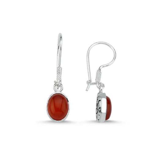 Wholesale Red Agate & Arabic Abjad Numerology Double Sided Dangle Earrings