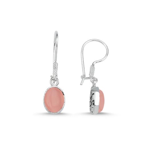 Wholesale Pink Cat’s Eye & Arabic Abjad Numerology Double Sided Dangle Earrings