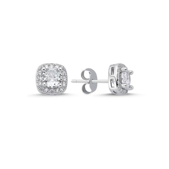 Wholesale Square Solitaire CZ Stud Earrings