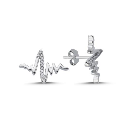 Wholesale Heart Rhythm CZ Stud Earrings