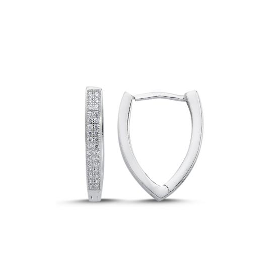 Wholesale V Shaped Hoop CZ Earrings