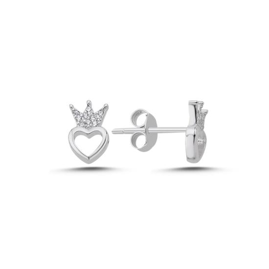 Wholesale Crown & Heart CZ Stud Earrings