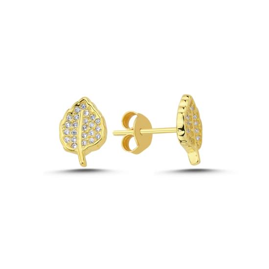 Wholesale Leaf CZ Stud Earrings