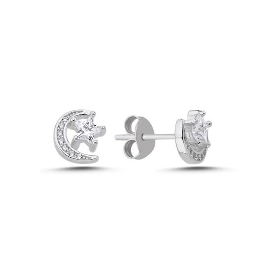 Wholesale Star And Crescent CZ Stud Earrings