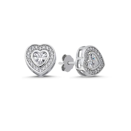 Wholesale Heart CZ Stud Earrings