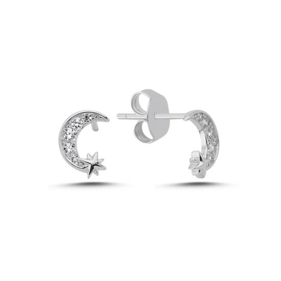 Wholesale Star And Crescent CZ Stud Earrings