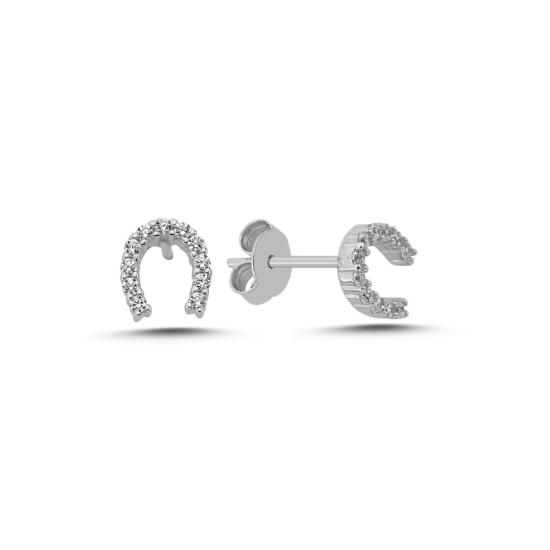 Wholesale Lucky Horseshoe CZ Stud Earrings