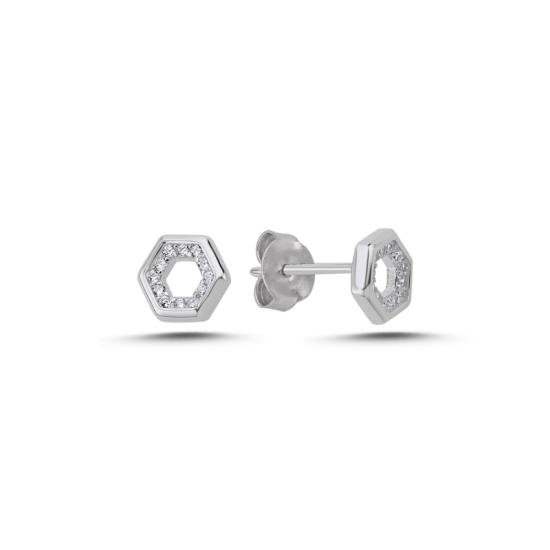 Wholesale Hexagon CZ Stud Earrings