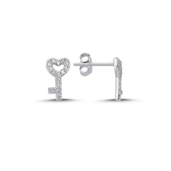 Wholesale Heart & Key CZ Stud Earrings