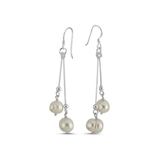 Wholesale Real Pearl Dangle Fish Hook Earrings